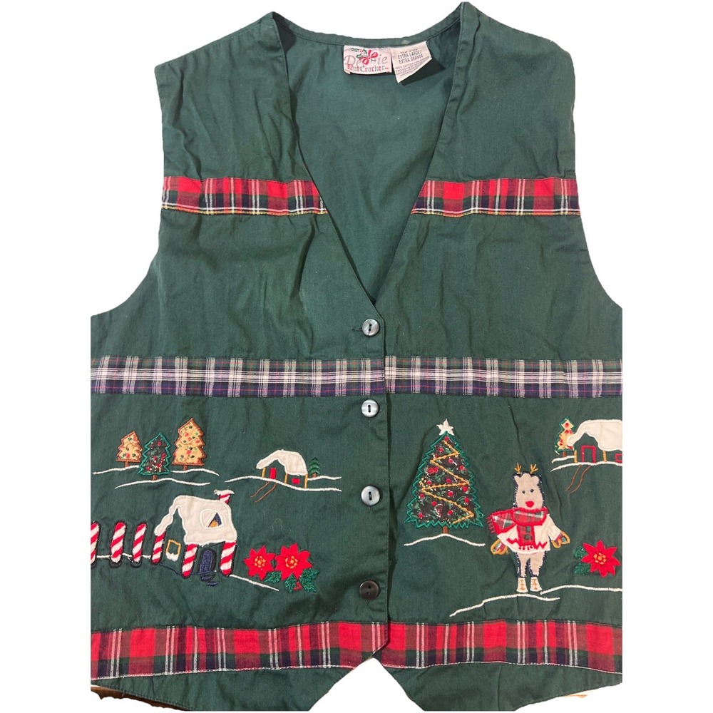 Nutcracker Xtra Large Christmas Vest Vintage 100% Cotton Adjustable Waist Tie.